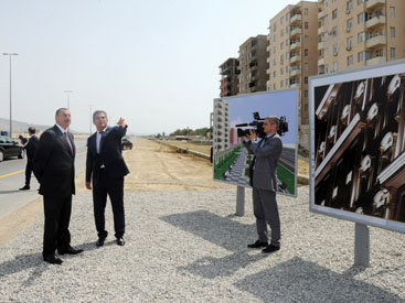 Президент Азербайджана осмотрел территорию нового парка, закладываемого в поселке Сахиль Гарадагского района - ФОТО