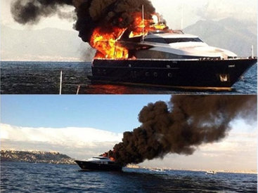 Prezidentin gəmisi yandı - VİDEO