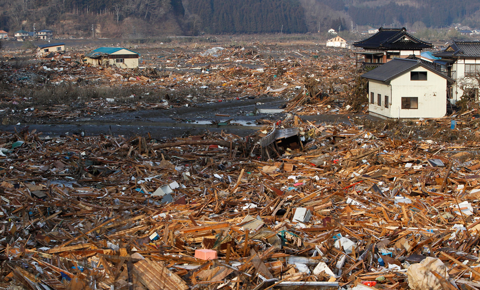 An earthquake and tsunami in japan