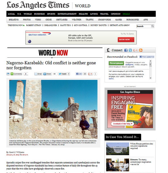 "Los-Angeles Times" об опасности сохранения статус-кво в карабахском конфликте - ФОТО