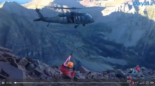 Мастерская эвакуация альпинистов с вершины горы - ВИДЕО