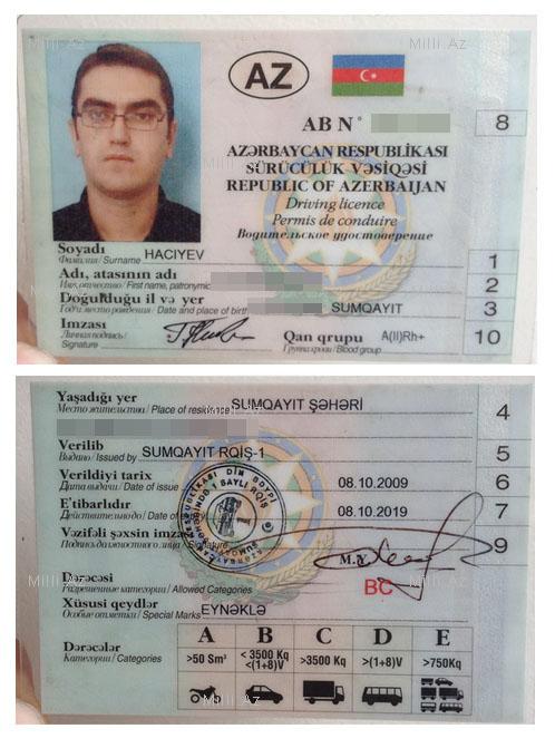 Водительское азербайджана. Образец азербайджанского водительского удостоверения.