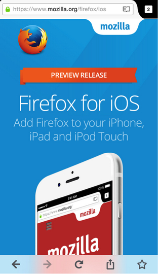 Новая бета-версия браузера Firefox для iOS - ФОТО