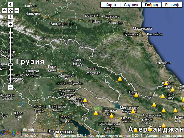 Спутниковая карта грузии в реальном времени