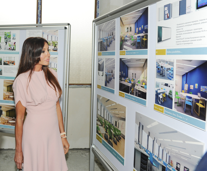 Первая леди Мехрибан Алиева ознакомилась с ходом реконструкции здания средней школы номер 23 в Баку - ФОТО