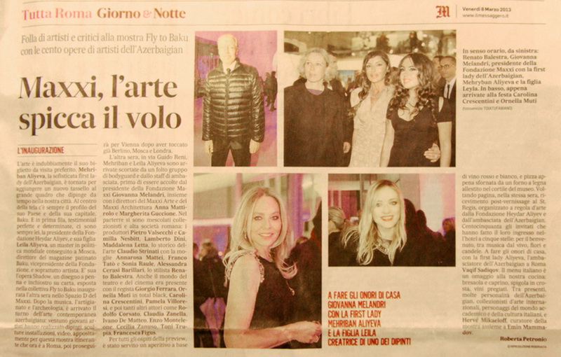 В итальянской газете опубликована статья, посвященная открытию в Риме выставки "Fly to Baku" - ФОТО