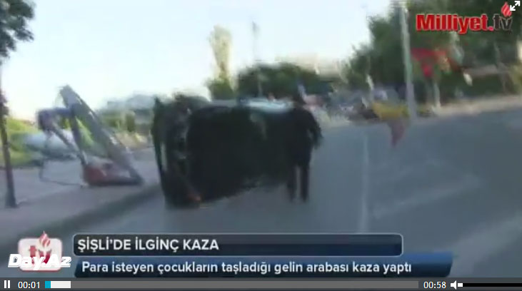 В Стамбуле дети забросали камнями свадебный автомобиль - ВИДЕО